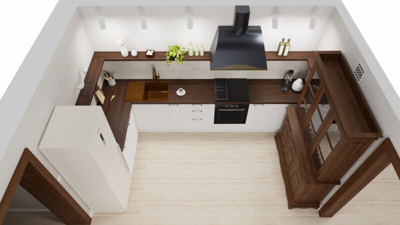 Wizualizacja kuchni rustykalnej Rustic kitchen visualization